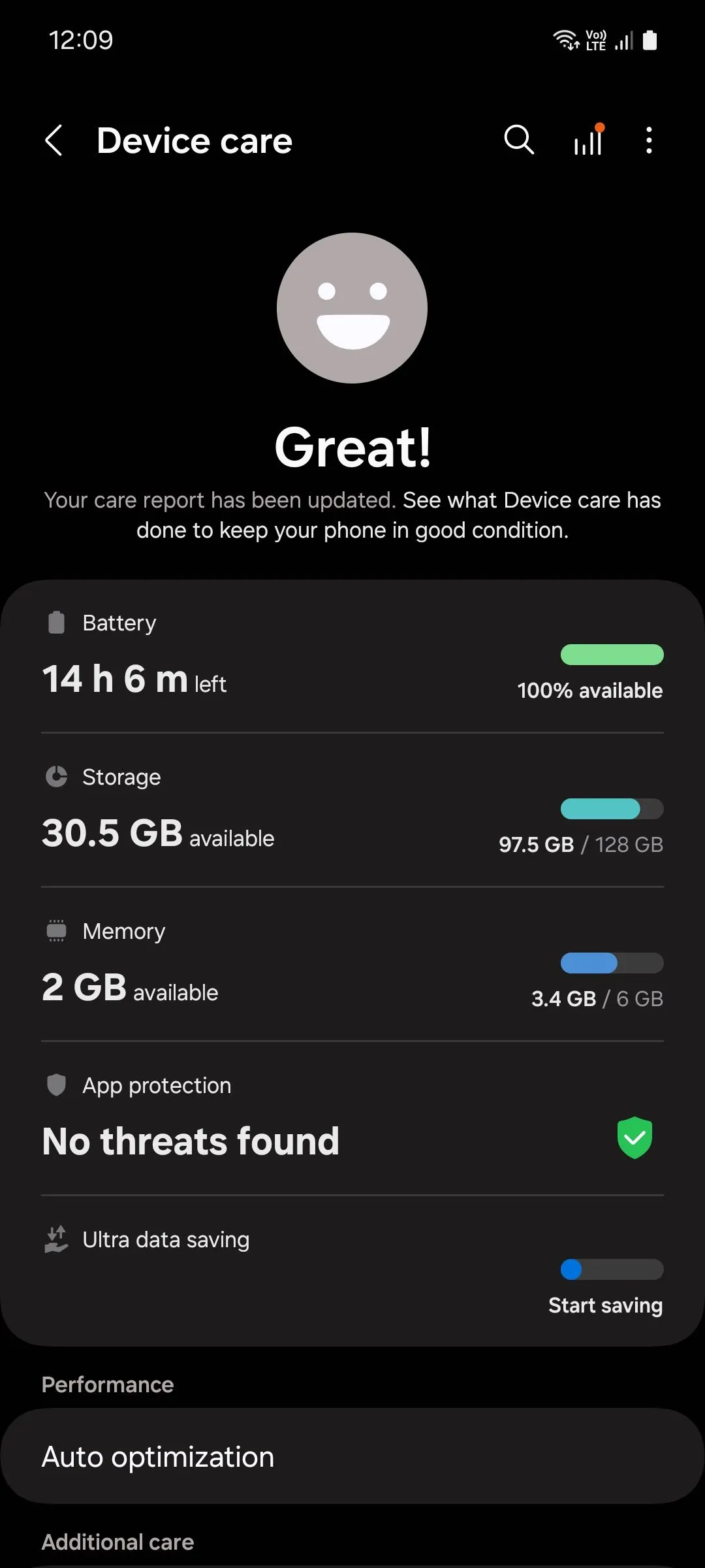 Menu Chăm sóc thiết bị trên điện thoại Samsung giúp quản lý bộ nhớ