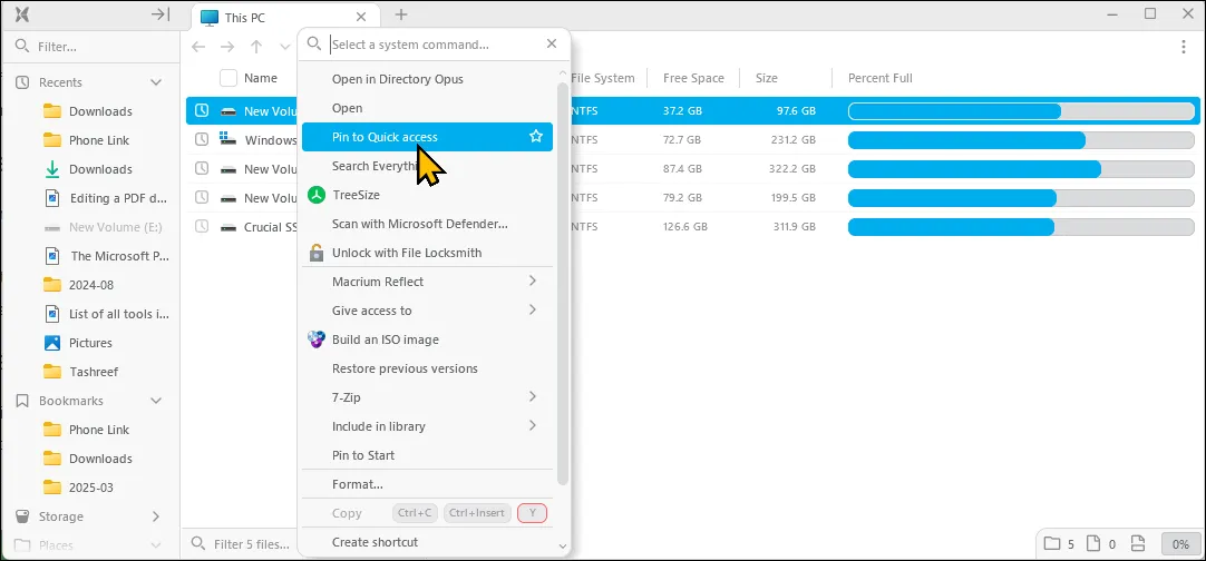Menu chuột phải cải tiến trên File Pilot dành cho Windows 11
