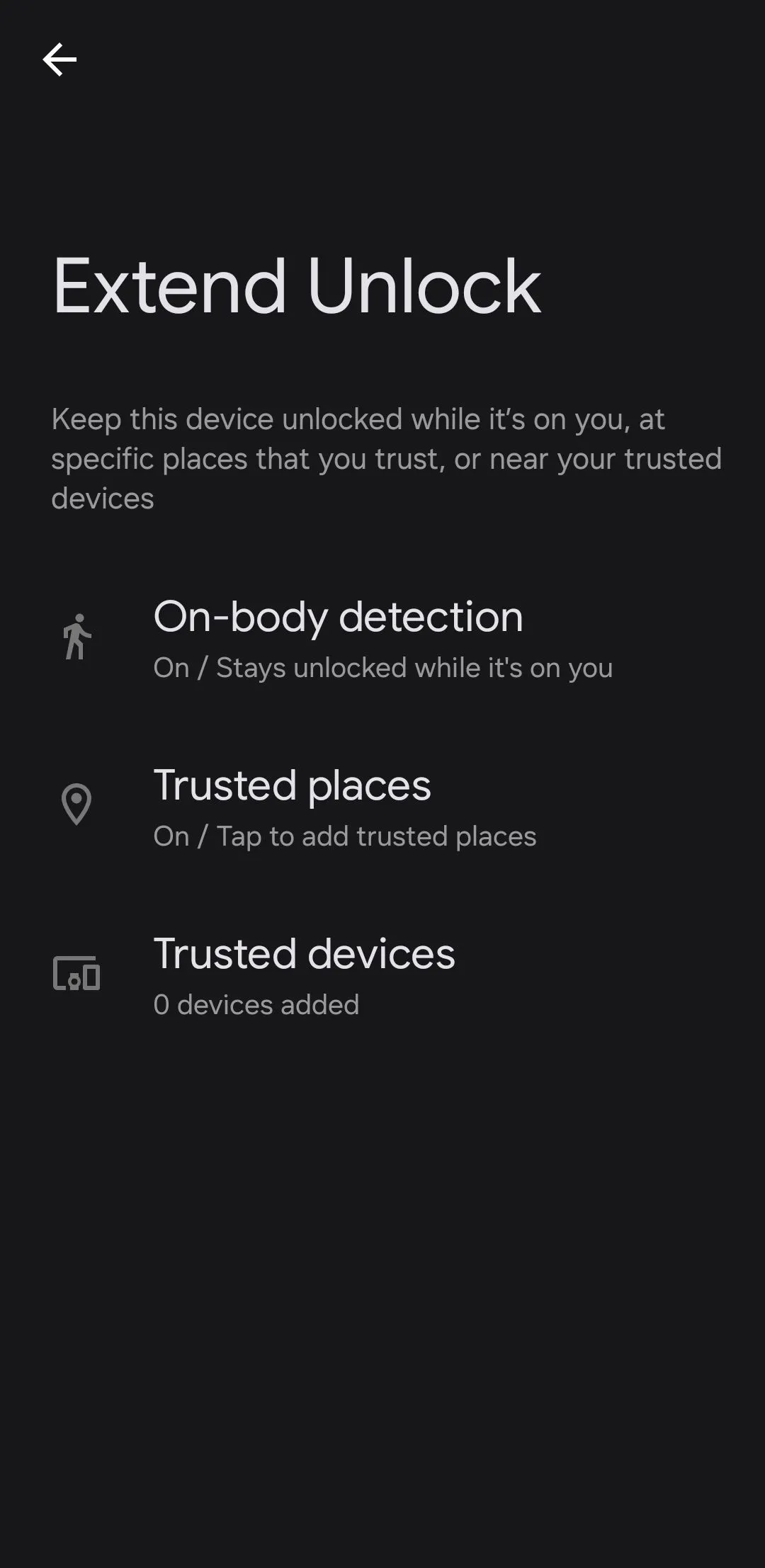 Menu Extend Unlock trên điện thoại Android
