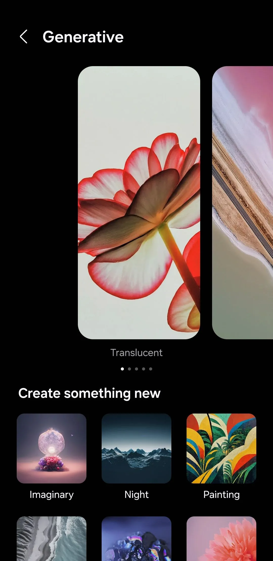 Menu hình nền tạo sinh trên điện thoại Samsung Galaxy