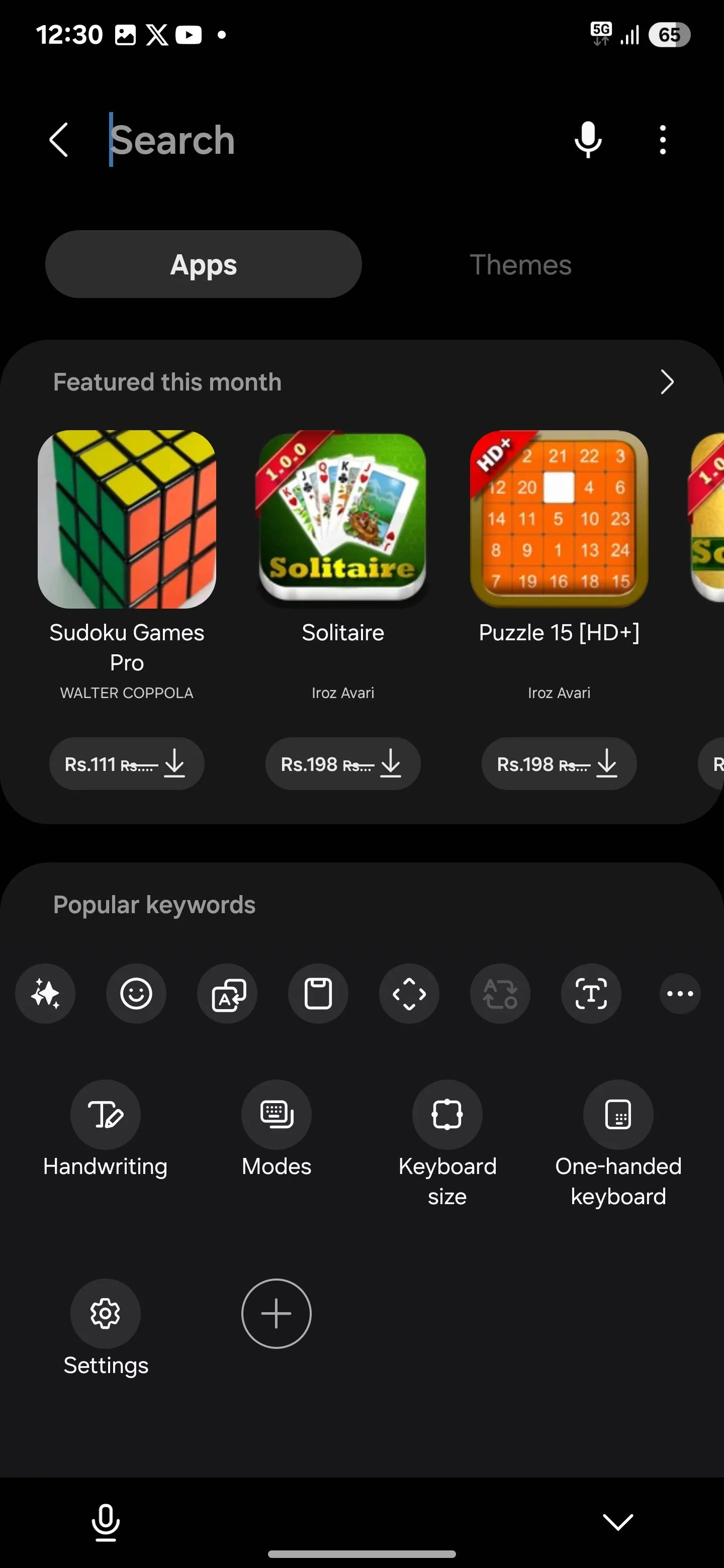 Menu thanh tác vụ trong Bàn phím Samsung
