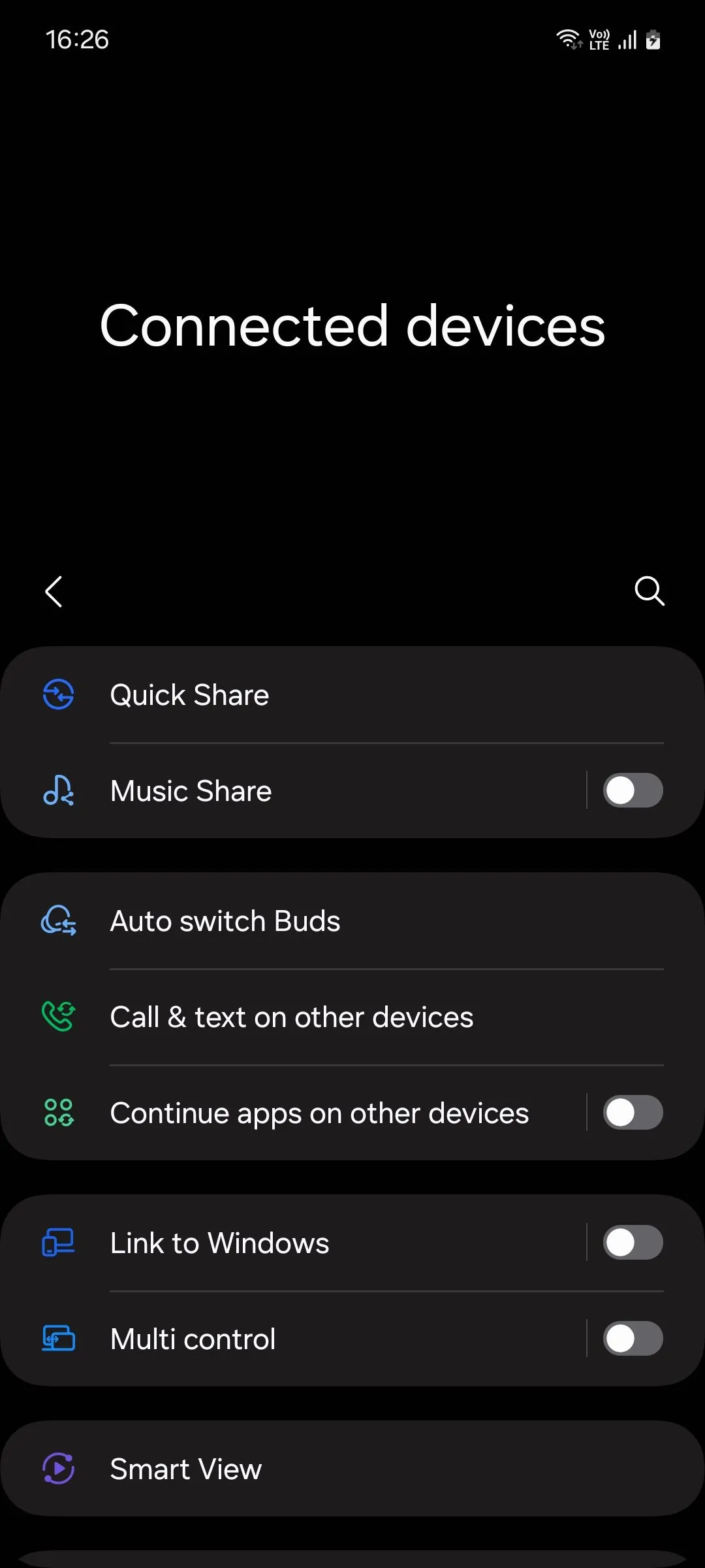 Menu Thiết bị đã kết nối trong Samsung One UI 6.1 hiển thị tùy chọn tiếp tục ứng dụng trên các thiết bị khác.
