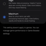 Menu tốc độ xử lý trên điện thoại Samsung