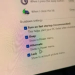 Menu tùy chọn nguồn hiển thị cài đặt tắt máy trên Windows