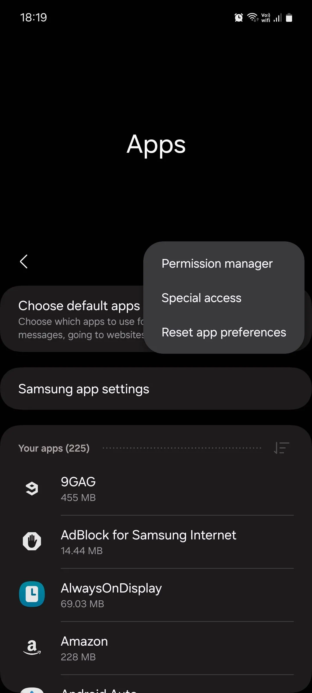 Menu Ứng dụng và Trình quản lý quyền trong Samsung One UI Galaxy