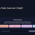 Microsoft Copilot với tính năng Think Deeper được kích hoạt, biểu tượng lấp lánh