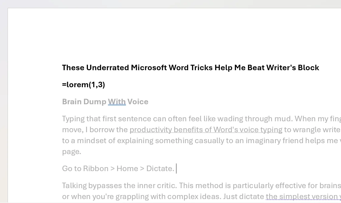 Microsoft Word tạo văn bản giả (Dummy-Text) với Lorem Ipsum và Rand