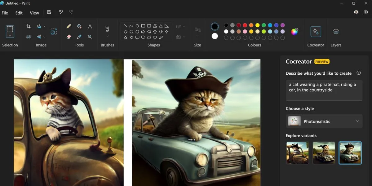 Minh họa hình ảnh được tạo bằng tính năng Cocreator trong Paint trên Copilot+ PC