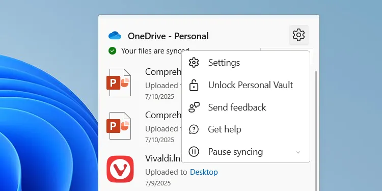 Mở cài đặt OneDrive trên hệ điều hành Windows
