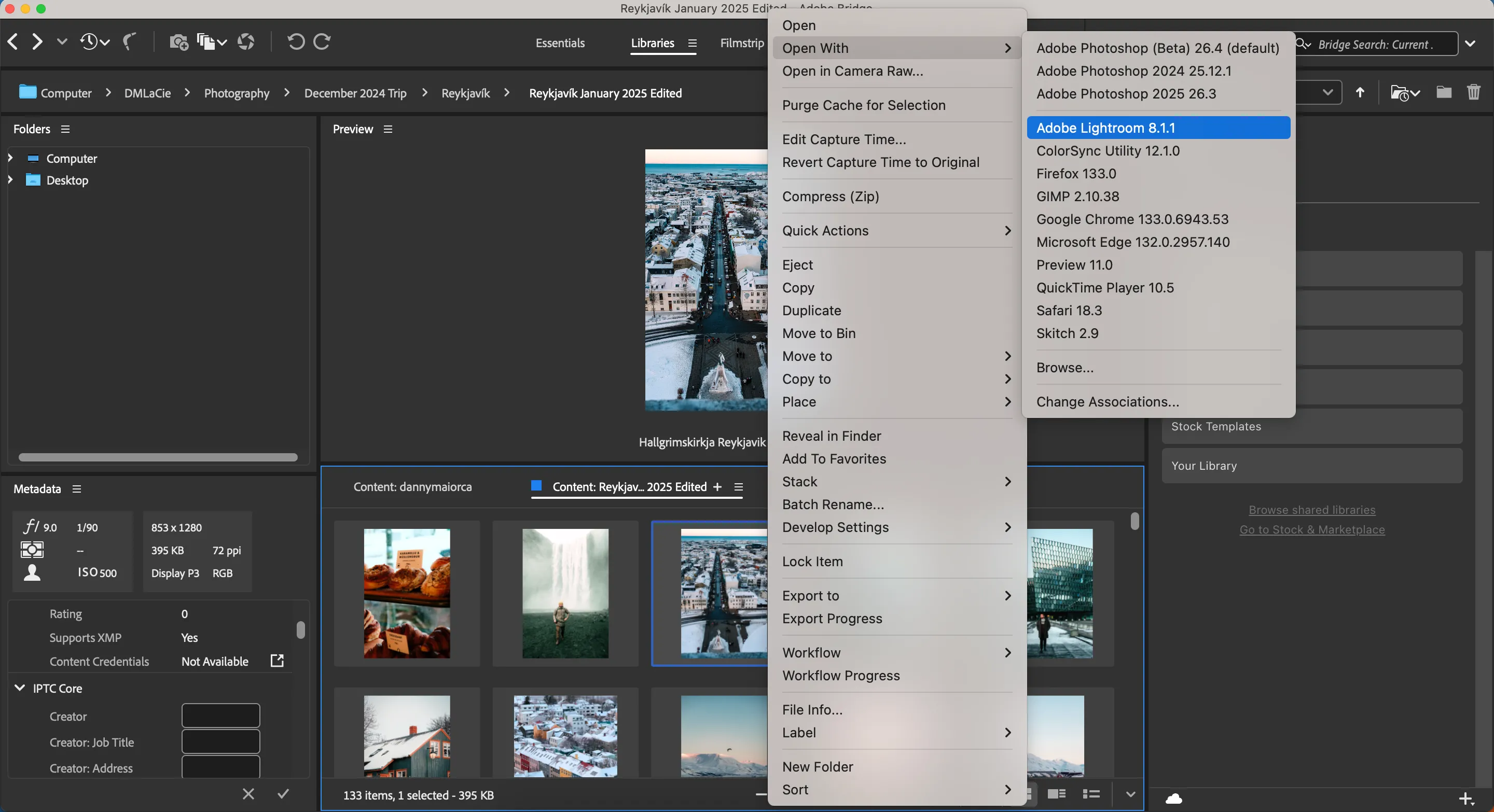 Mở một hình ảnh từ Adobe Bridge trong các ứng dụng Adobe khác dễ dàng