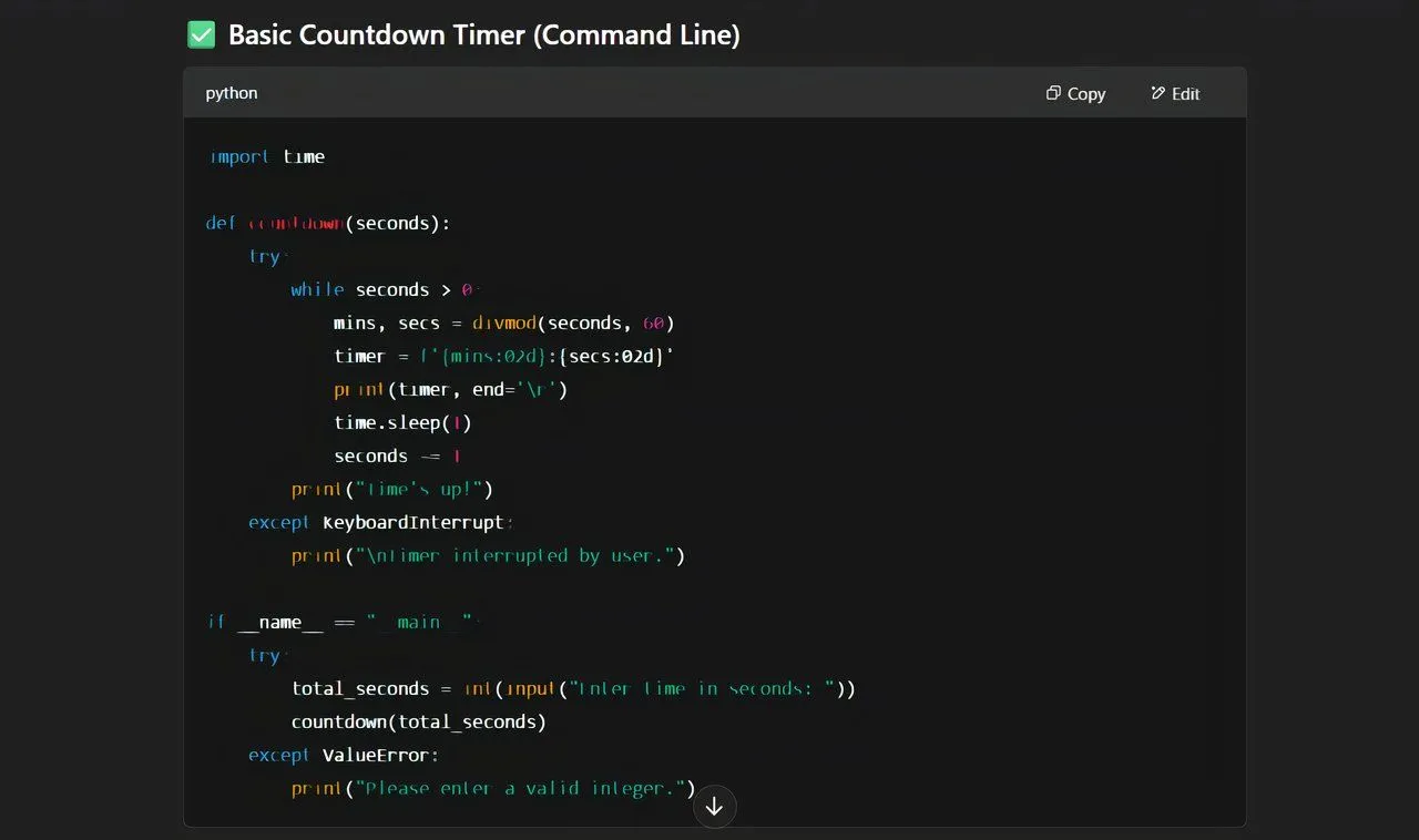 Mô tả ChatGPT tạo mã Python trên giao diện máy tính