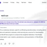 Mô tả về domain độc hại WP3.XYZ và thông tin chi tiết từ báo cáo của c/side về chiến dịch tấn công WordPress