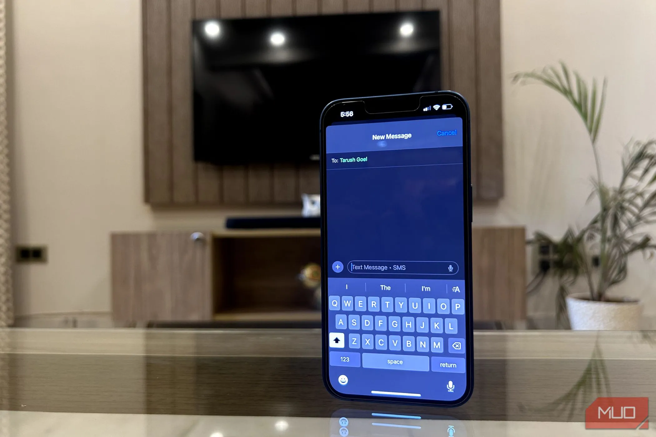 Một chiếc iPhone đang hiển thị ứng dụng Tin nhắn với giao diện SMS cổ điển, cho thấy sự khác biệt so với các ứng dụng chat hiện đại.