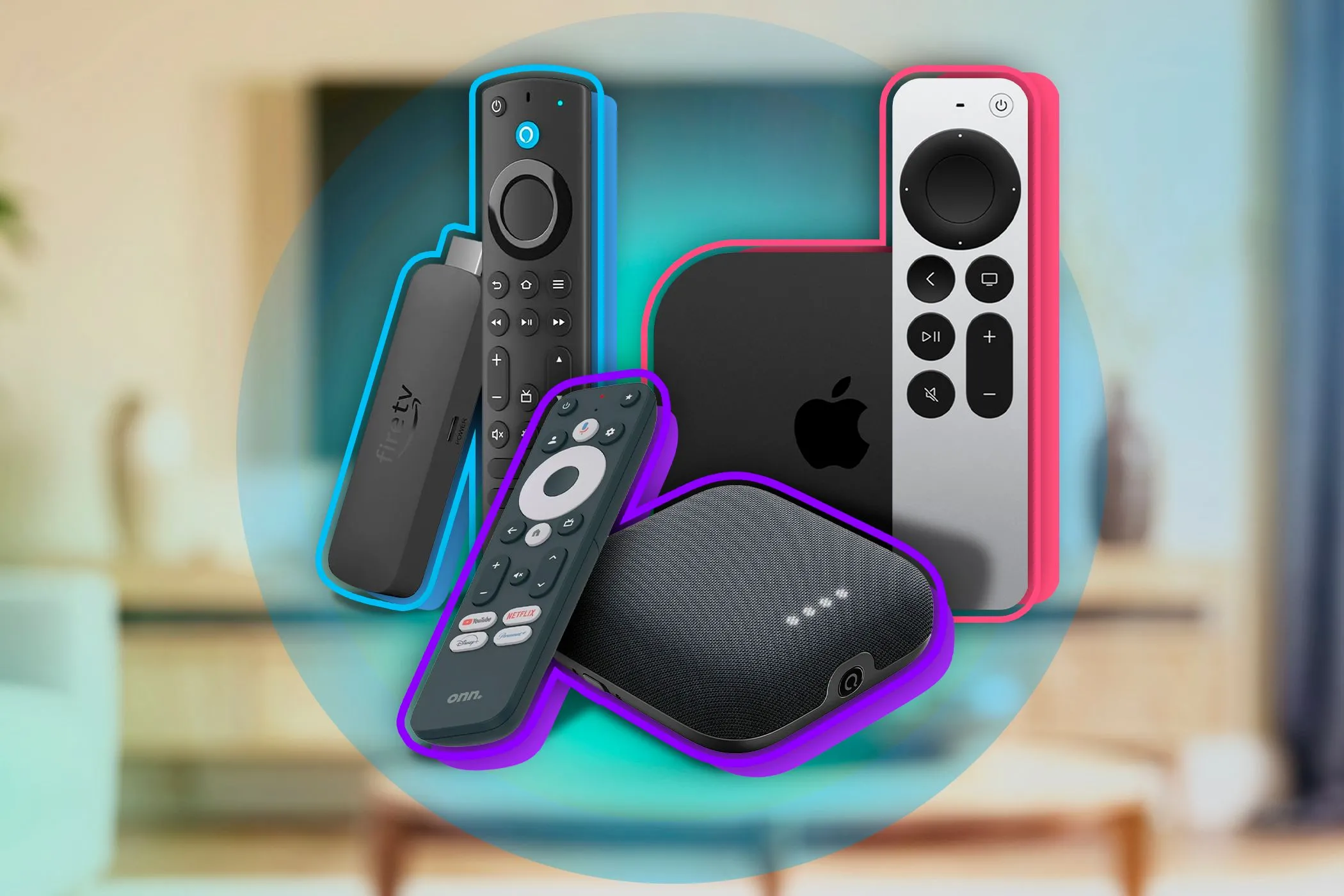 Một số thiết bị streaming phổ biến như Amazon Fire Stick, Roku, và Apple TV