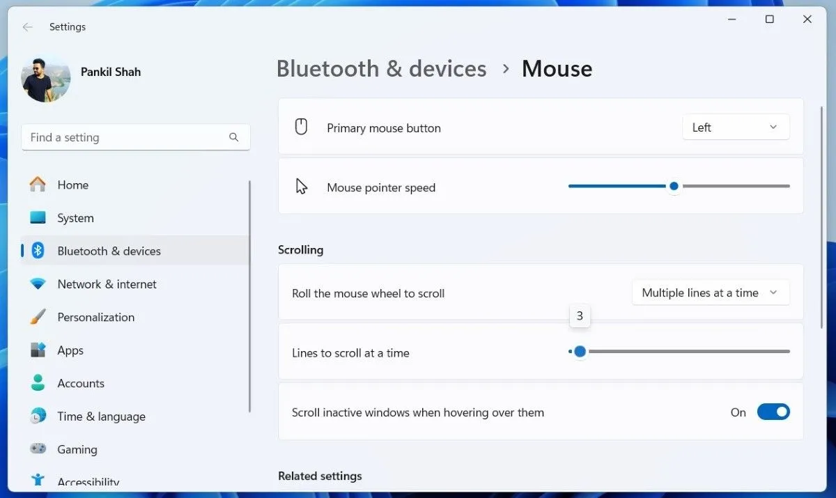 Mouse Scrolling Settings in Windows 11