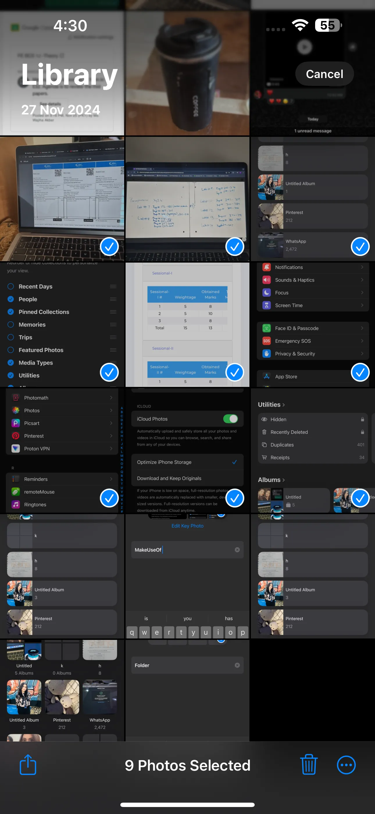 multiple images selected in the Photos app
