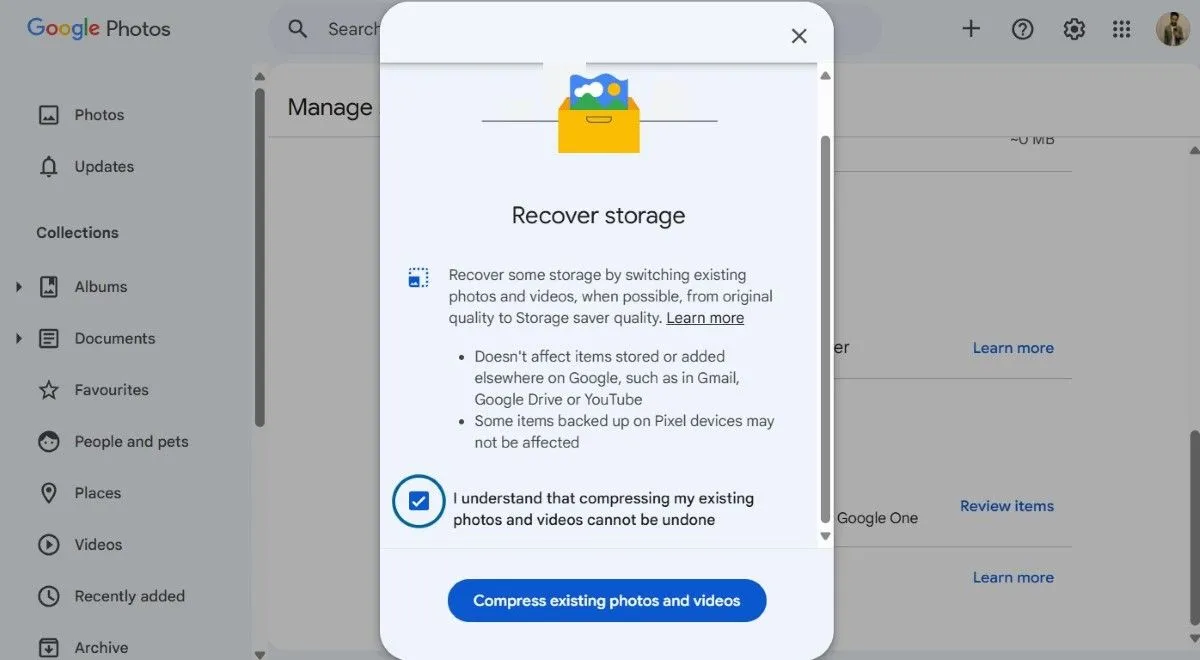 Nén ảnh và video để tiết kiệm dung lượng trong Google Photos