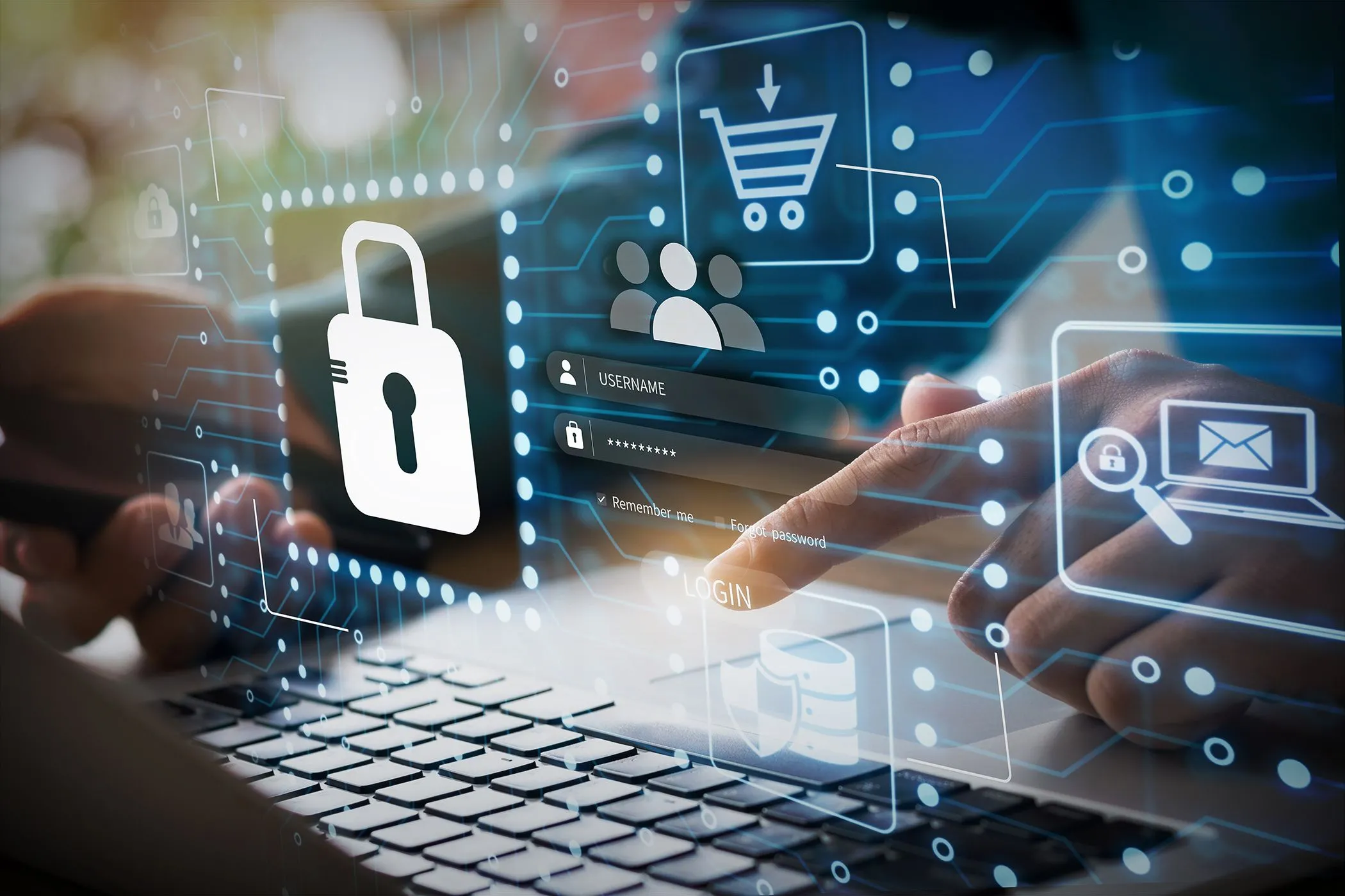 Người dùng nhập mật khẩu trên laptop an toàn, nhấn mạnh quyết định sử dụng BitLocker và quản lý khóa khôi phục.