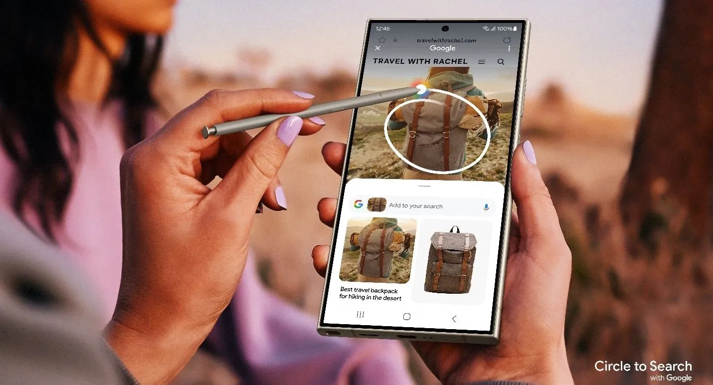 Người dùng trải nghiệm tính năng Circle to Search trên Samsung Galaxy S24