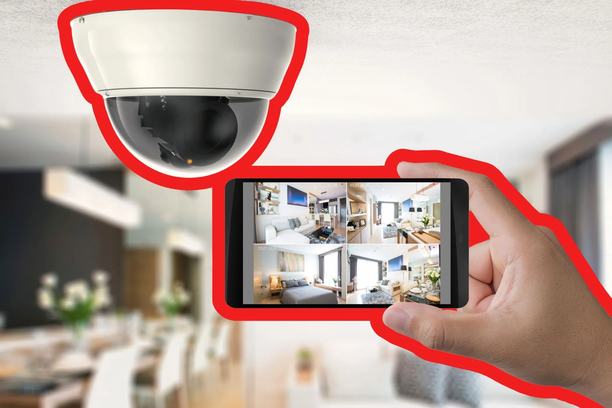 Người dùng xem hình ảnh trực tiếp từ camera an ninh thông minh trên điện thoại