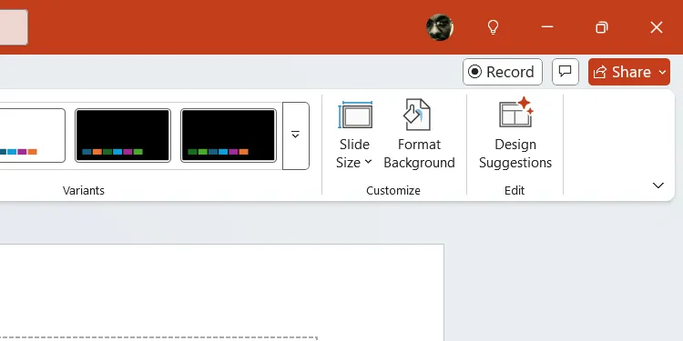 Nút Design Suggestions (Gợi ý Thiết kế) trên tab Home của PowerPoint