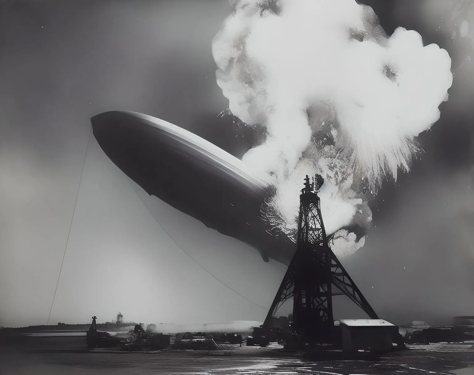Phiên bản AI tái tạo thảm họa Hindenburg dựa trên ảnh gốc, khó phân biệt với bản gốc