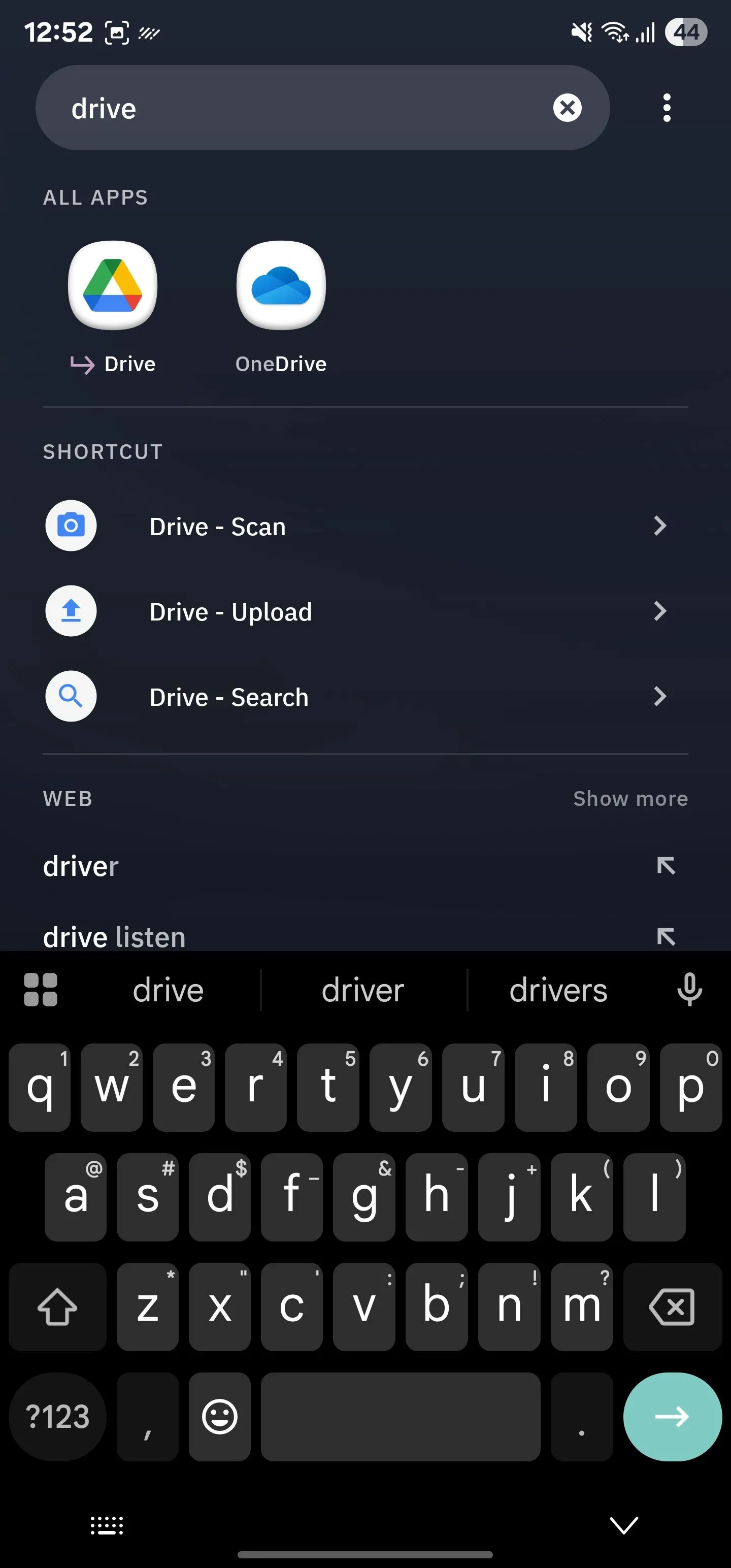 Phím tắt nhanh Google Drive trong tính năng Tìm kiếm Thông minh (Smart Search) của Smart Launcher