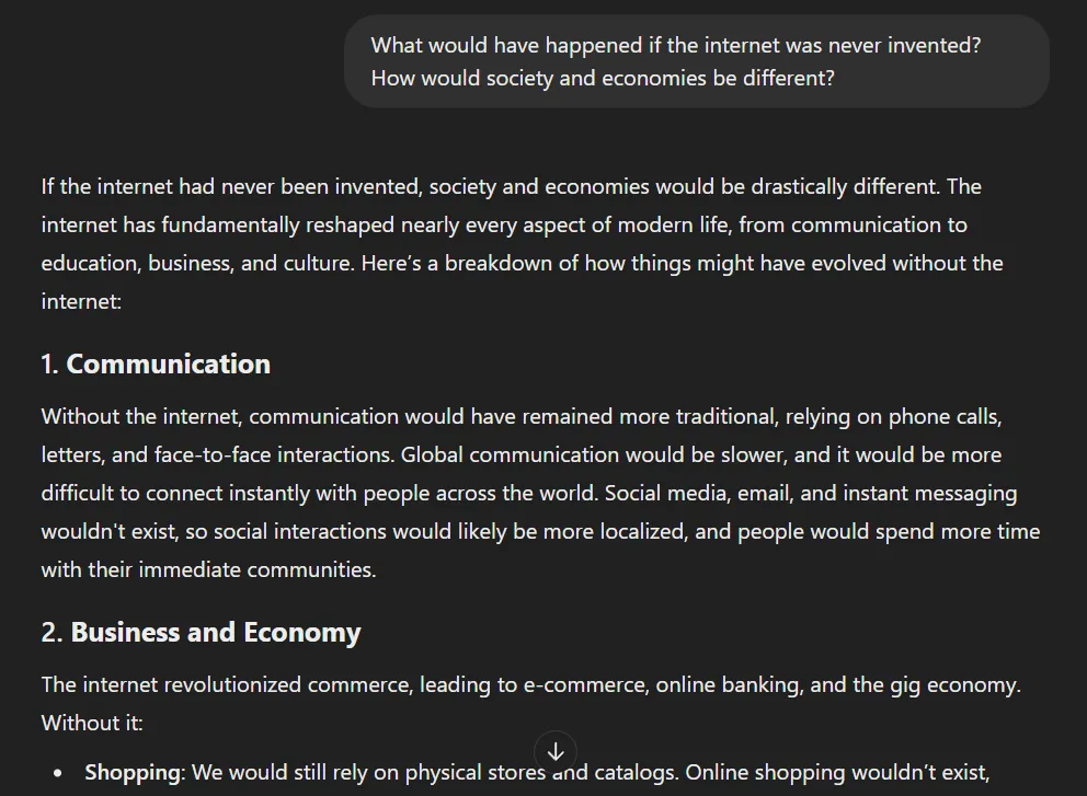 Prompt AI suy luận về thế giới không có Internet và phản hồi của mô hình