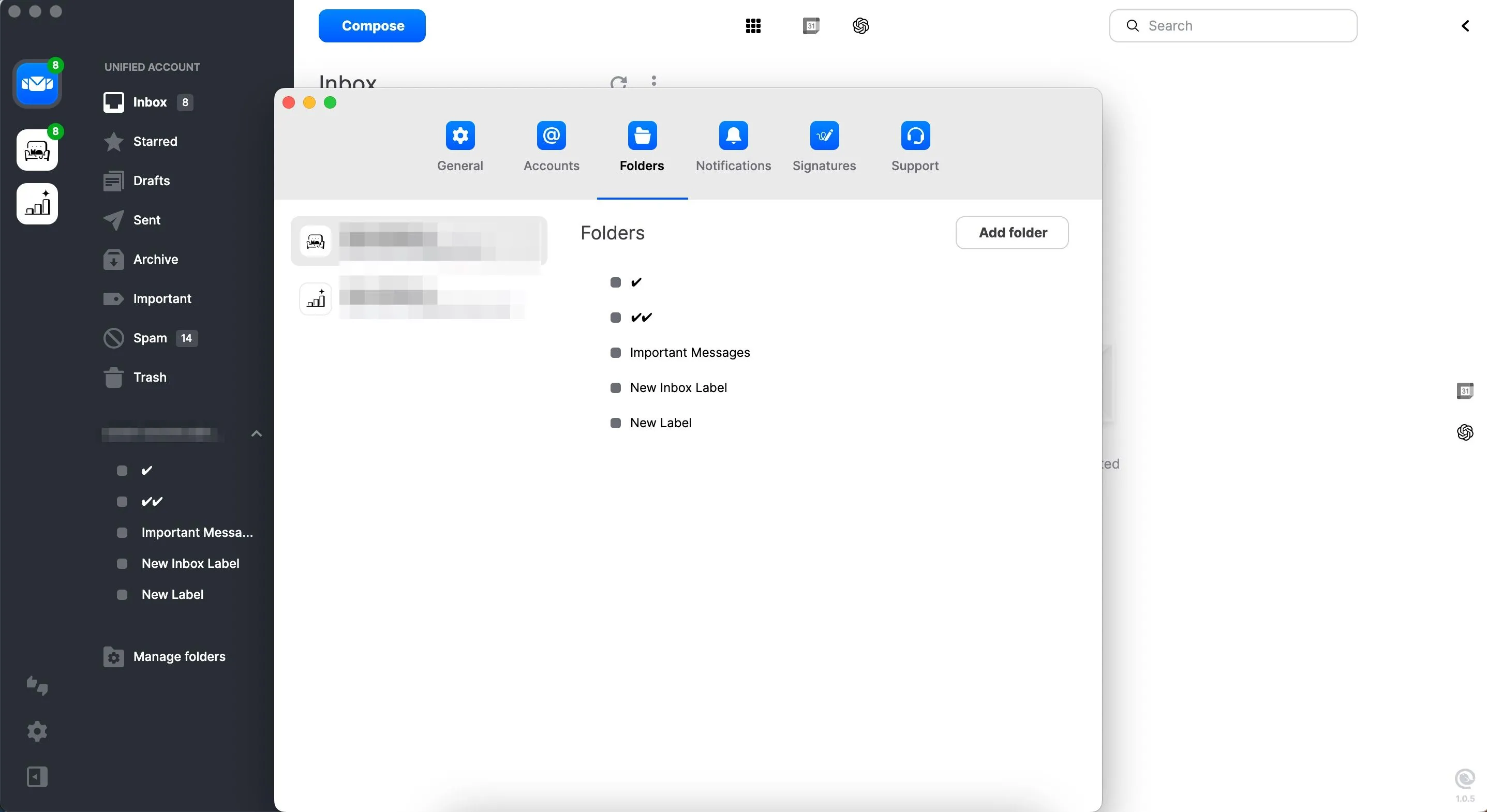 Quản lý thư mục email trong Mailbird