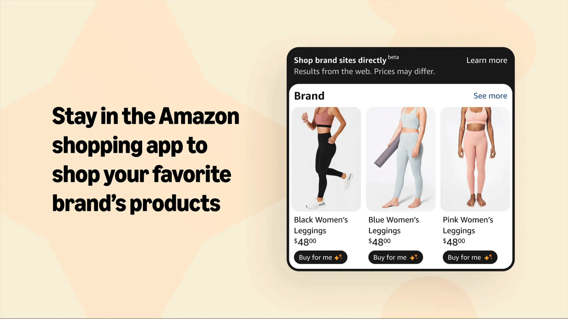 Quảng cáo tính năng &quot;Mua hộ&quot; của Amazon trên điện thoại, hiển thị các sản phẩm thời trang