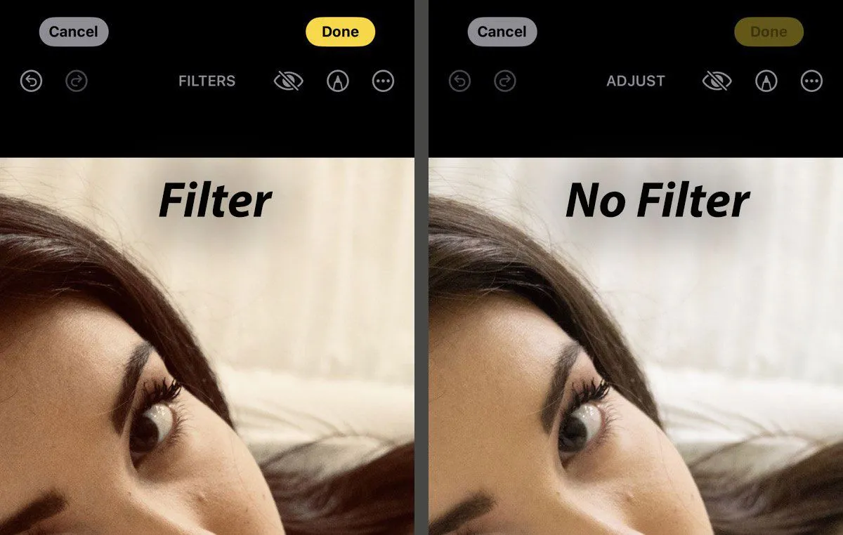 So sánh ảnh có filter và không filter