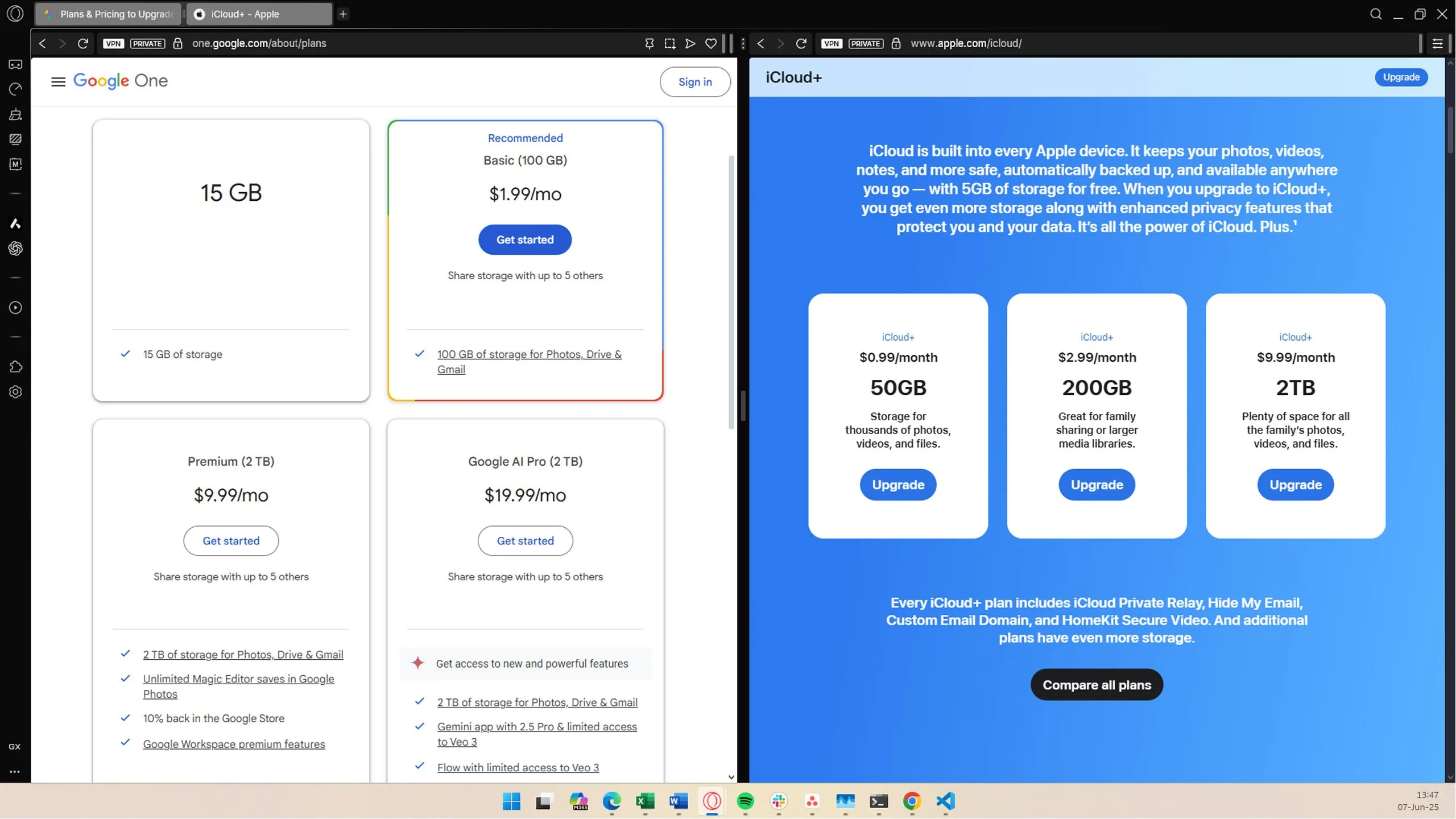 So sánh giá gói lưu trữ đám mây iCloud và Google One