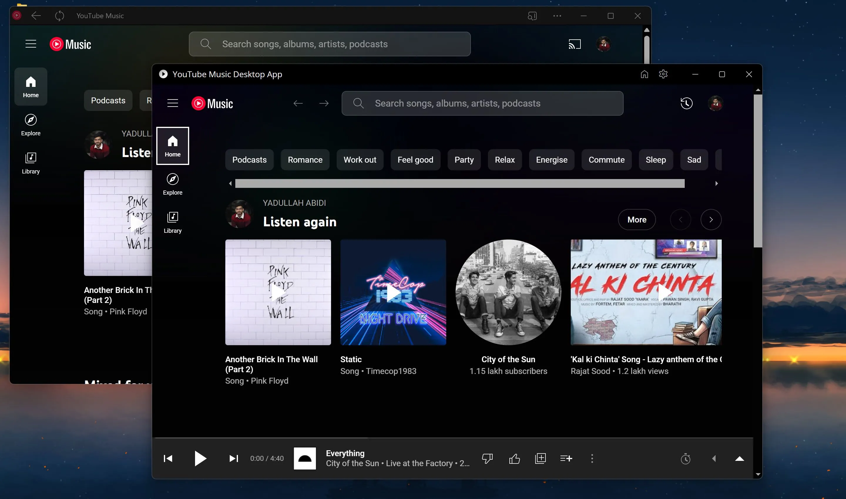 So sánh giao diện và tính năng của ứng dụng YouTube Music Desktop (YTMD) với YouTube Music PWA trên máy tính.