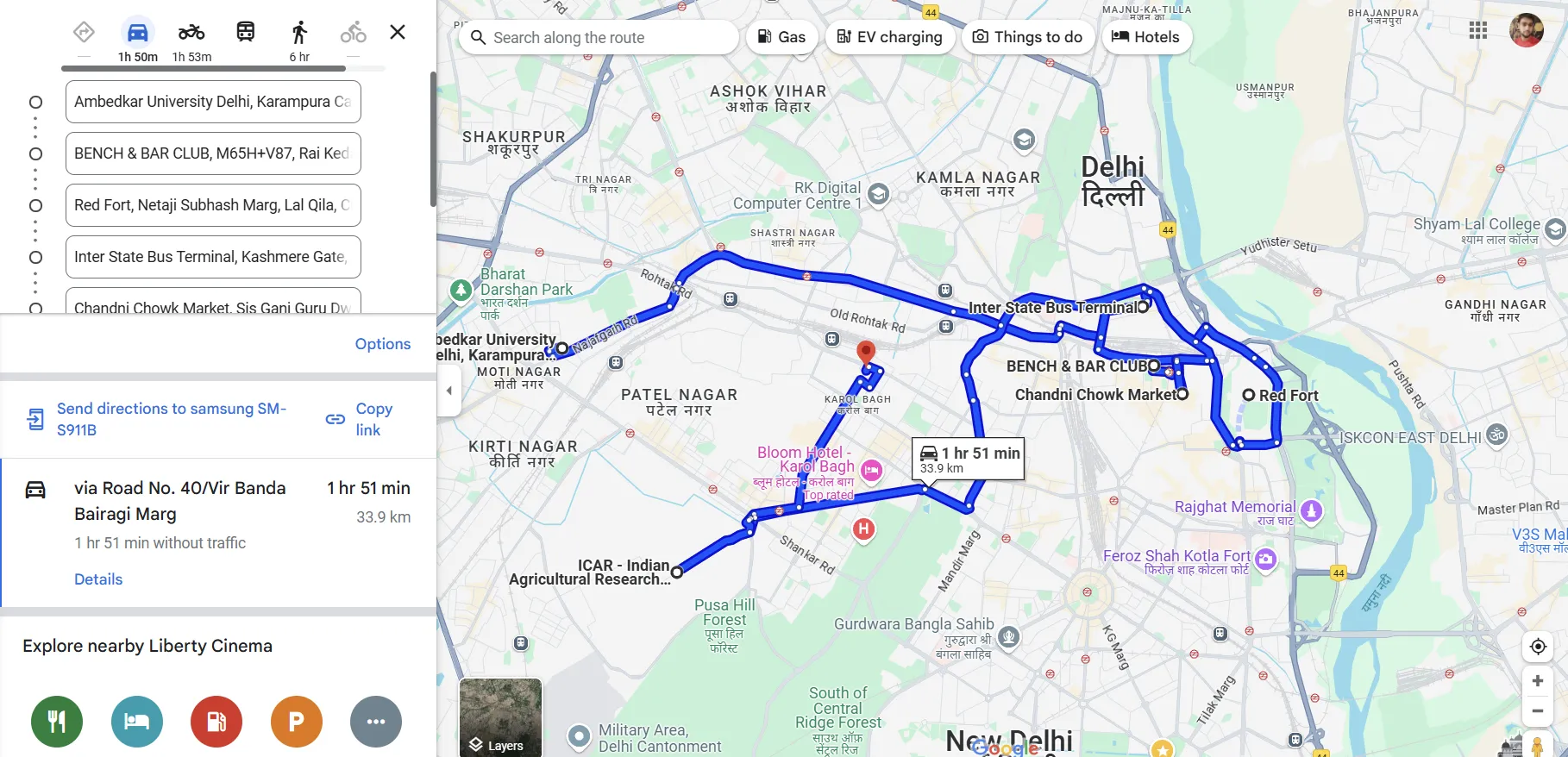So sánh lộ trình trên Google Maps trước và sau khi tối ưu bằng tiện ích Routora, hiển thị giảm thời gian và quãng đường di chuyển