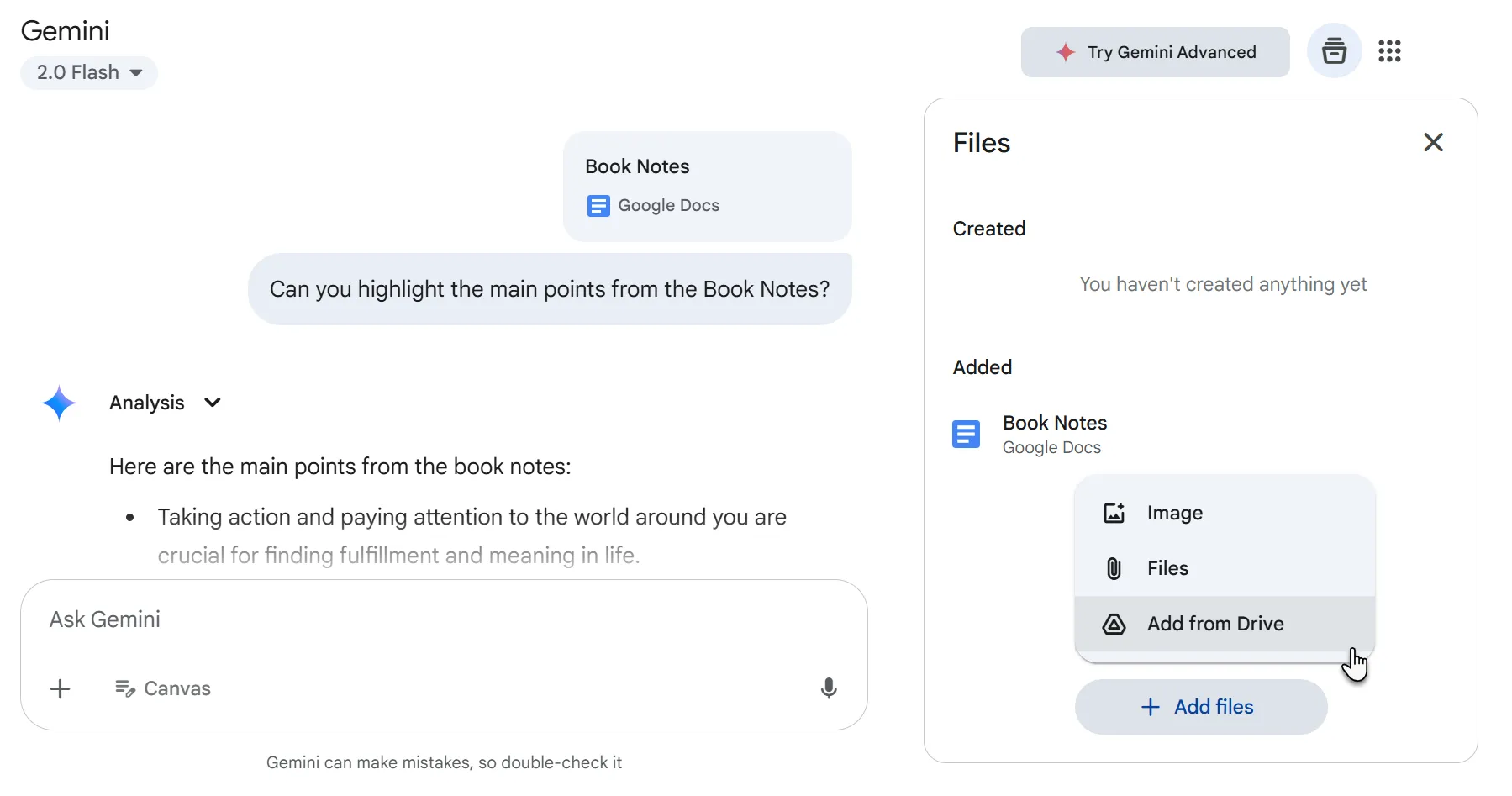 Sử dụng Gemini với Google Docs để phân tích và phát triển ghi chú