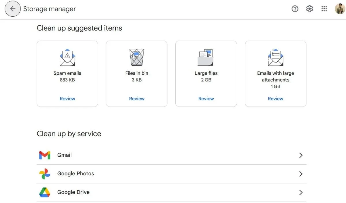 Sử dụng Trình quản lý dung lượng Google Drive để nhận các gợi ý dọn dẹp