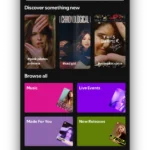 Tab Tìm kiếm (Search) trên ứng dụng Spotify hiển thị trên iPhone, nơi người dùng bắt đầu tìm tính năng DJ AI.