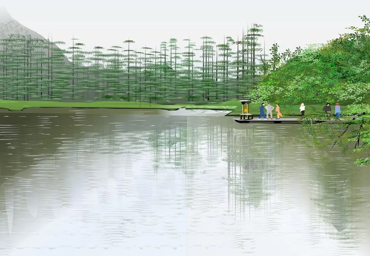 Tác phẩm nghệ thuật phong cảnh Myojin Shrine được tạo ra hoàn toàn bằng tính năng AutoShape và các công cụ vẽ của Microsoft Excel bởi nghệ sĩ Tatsuo Horiuchi.