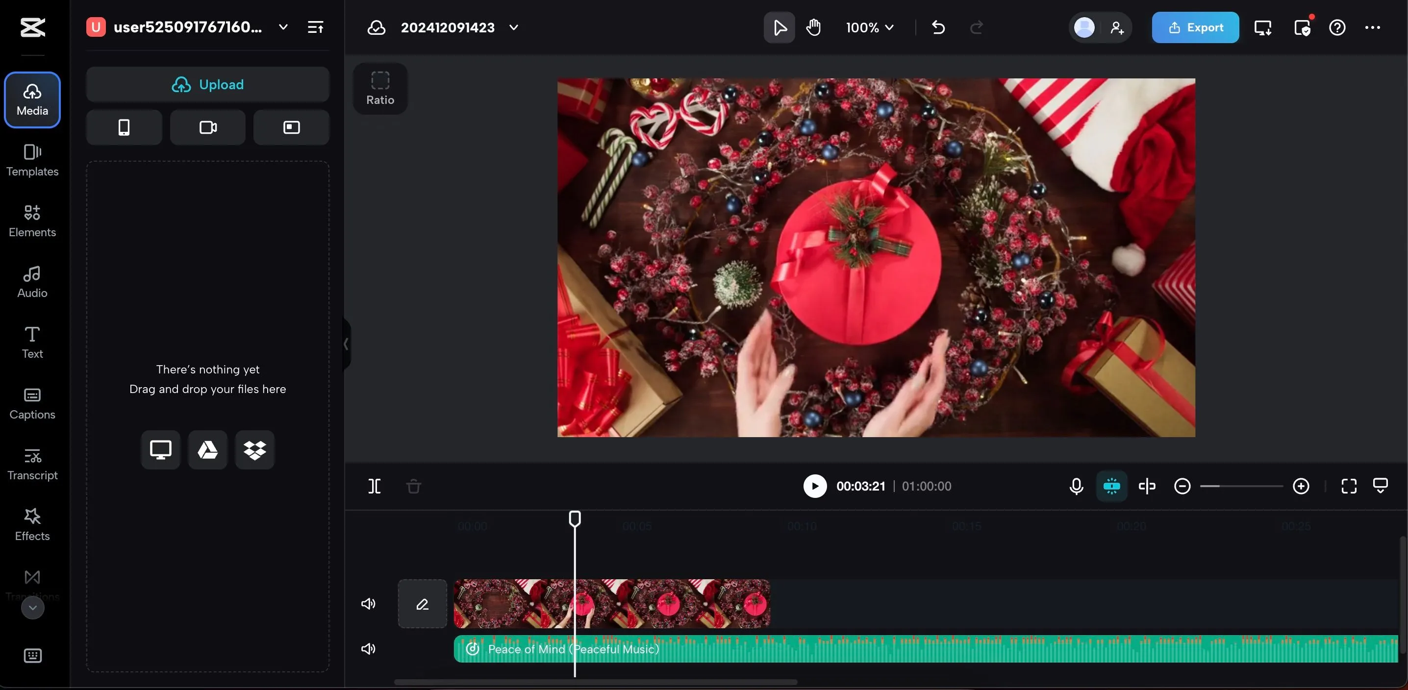 Tải lên file âm thanh và video vào CapCut Online