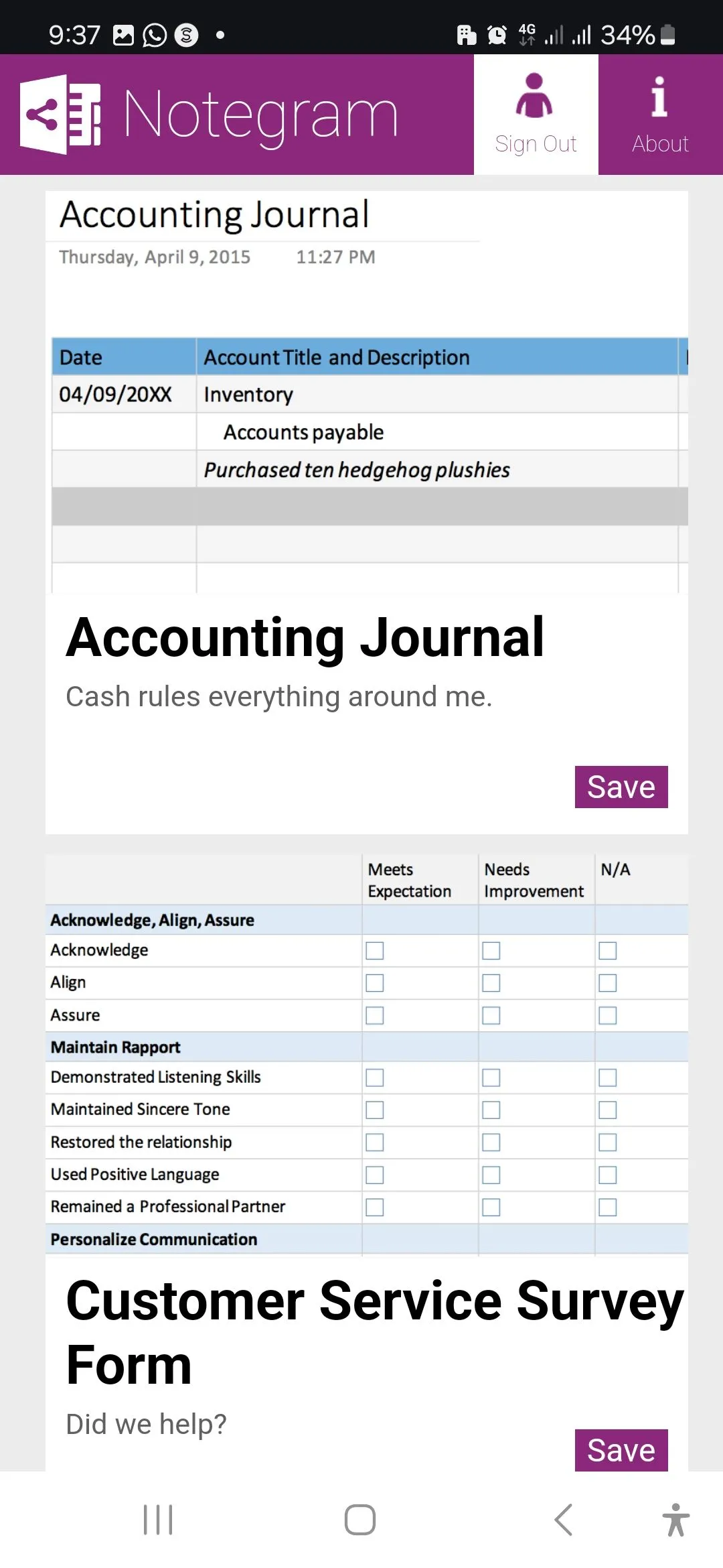 Tải template OneNote từ Notegram vào Quick Notes