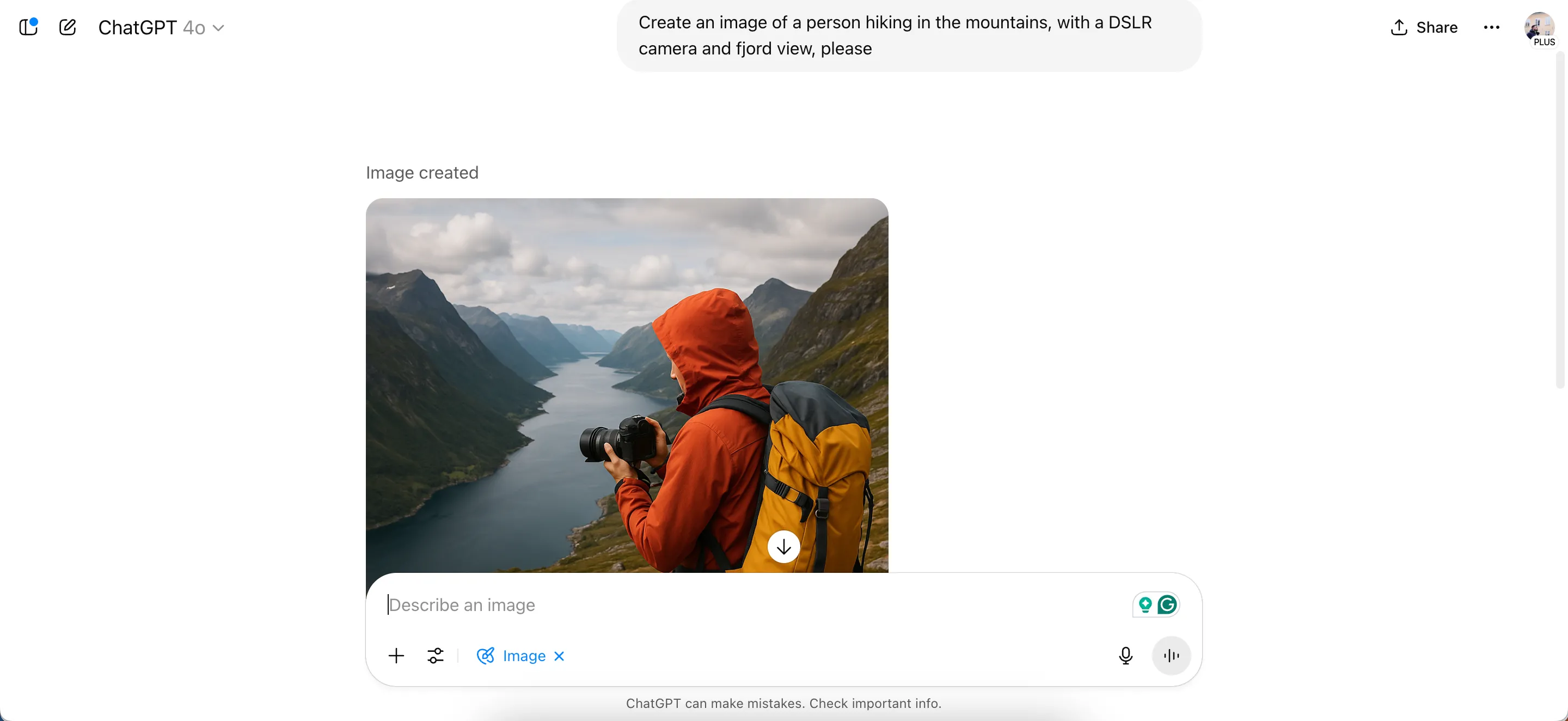 Tạo hình ảnh trong ứng dụng web ChatGPT