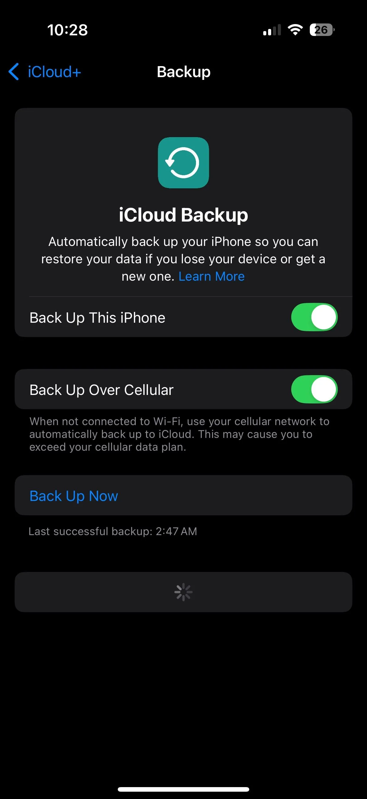 Tắt sao lưu dữ liệu iPhone qua mạng di động