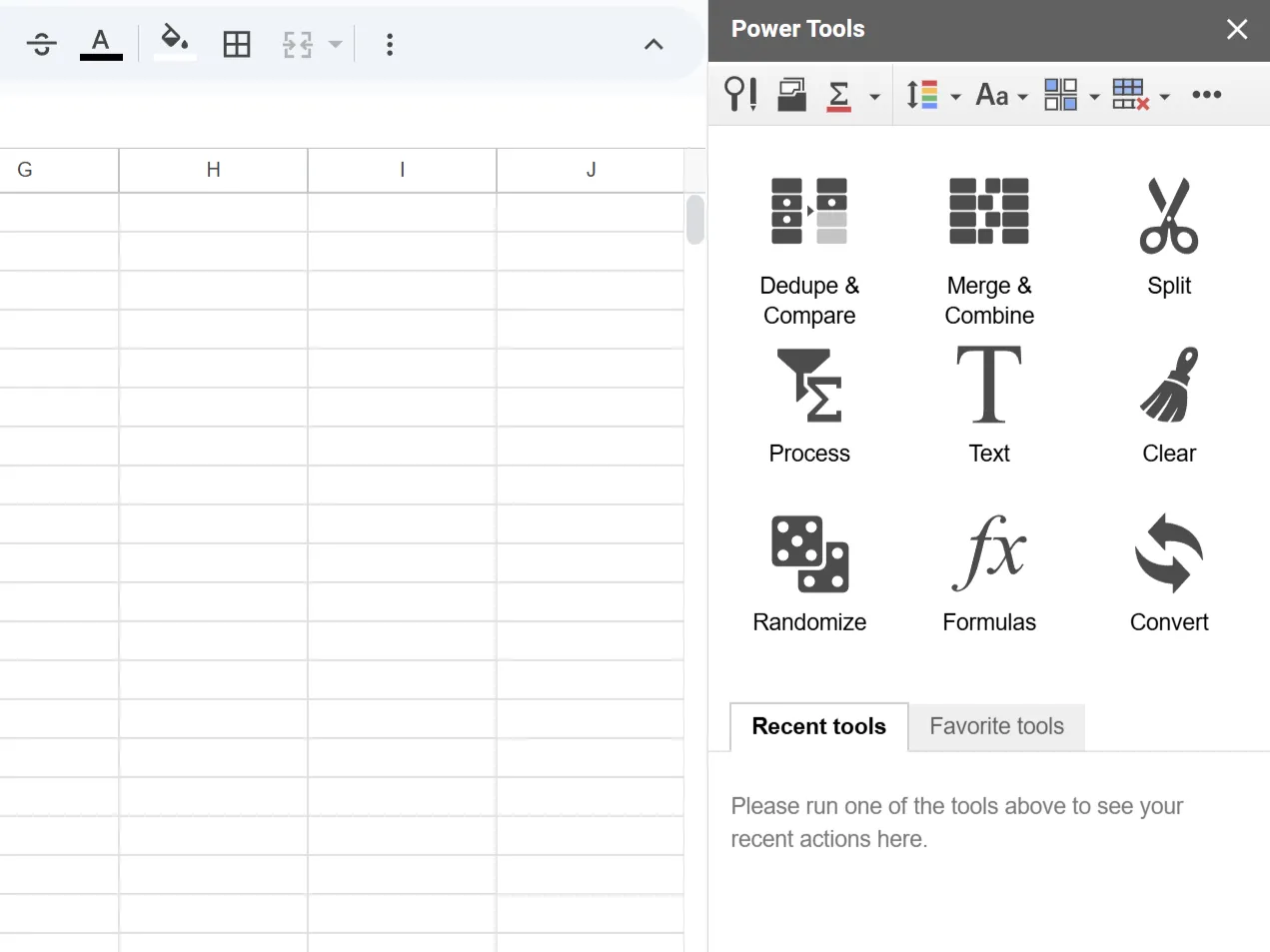 Thanh công cụ Power Tools trên Google Sheets