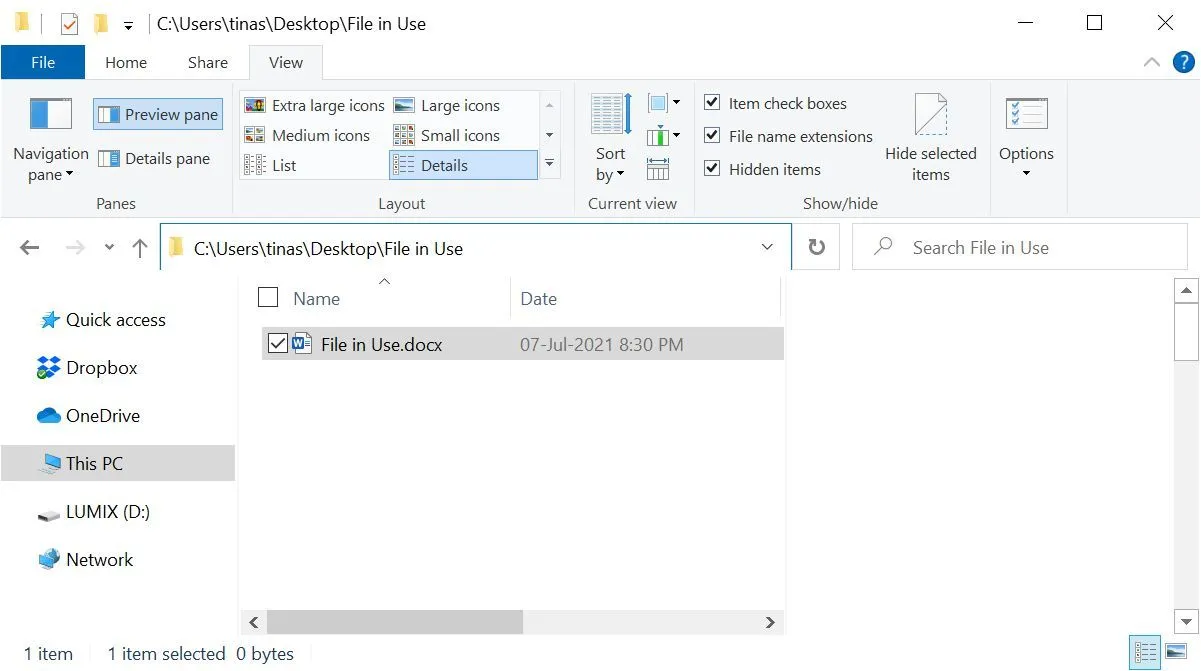Thanh địa chỉ trong Windows File Explorer hiển thị đường dẫn thư mục của một file.