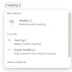 Thao tác thêm tiêu đề cấp 2 bằng lệnh slash trong Notion
