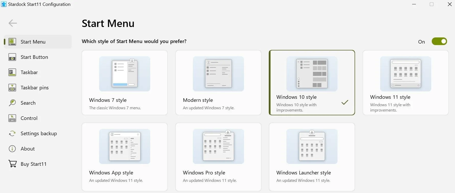 Thay đổi kiểu Menu Start sang kiểu Windows 10