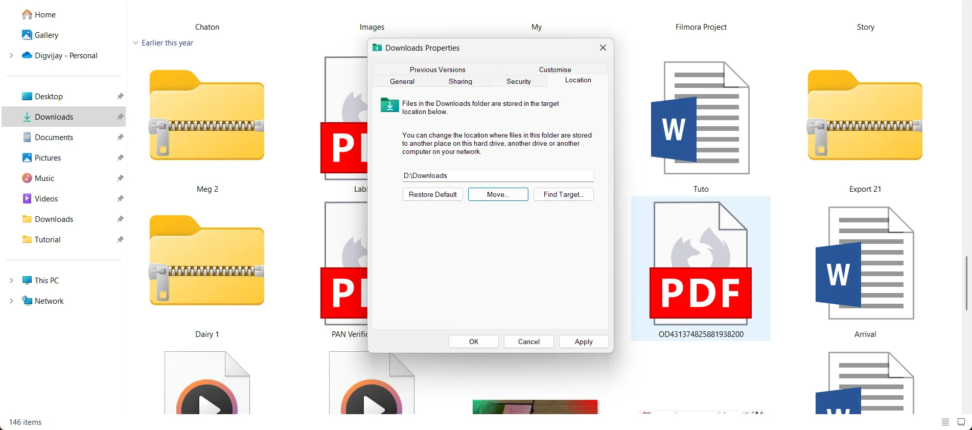 Thay đổi vị trí mặc định cho thư mục tải xuống trong Windows 11