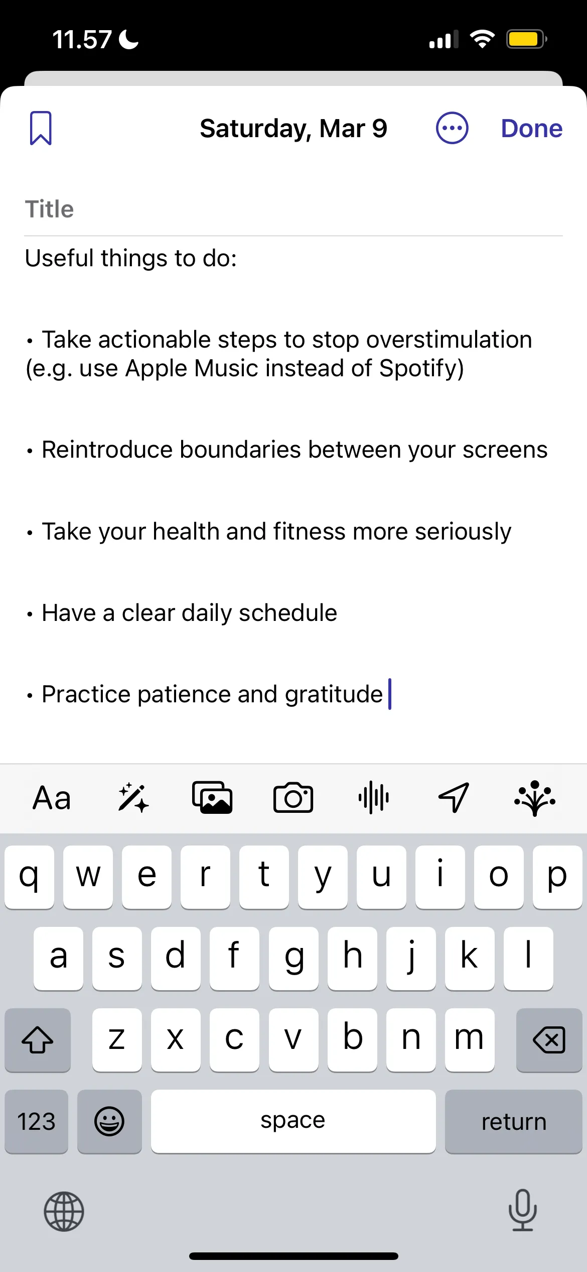 Thêm mục mới vào Nhật ký Apple