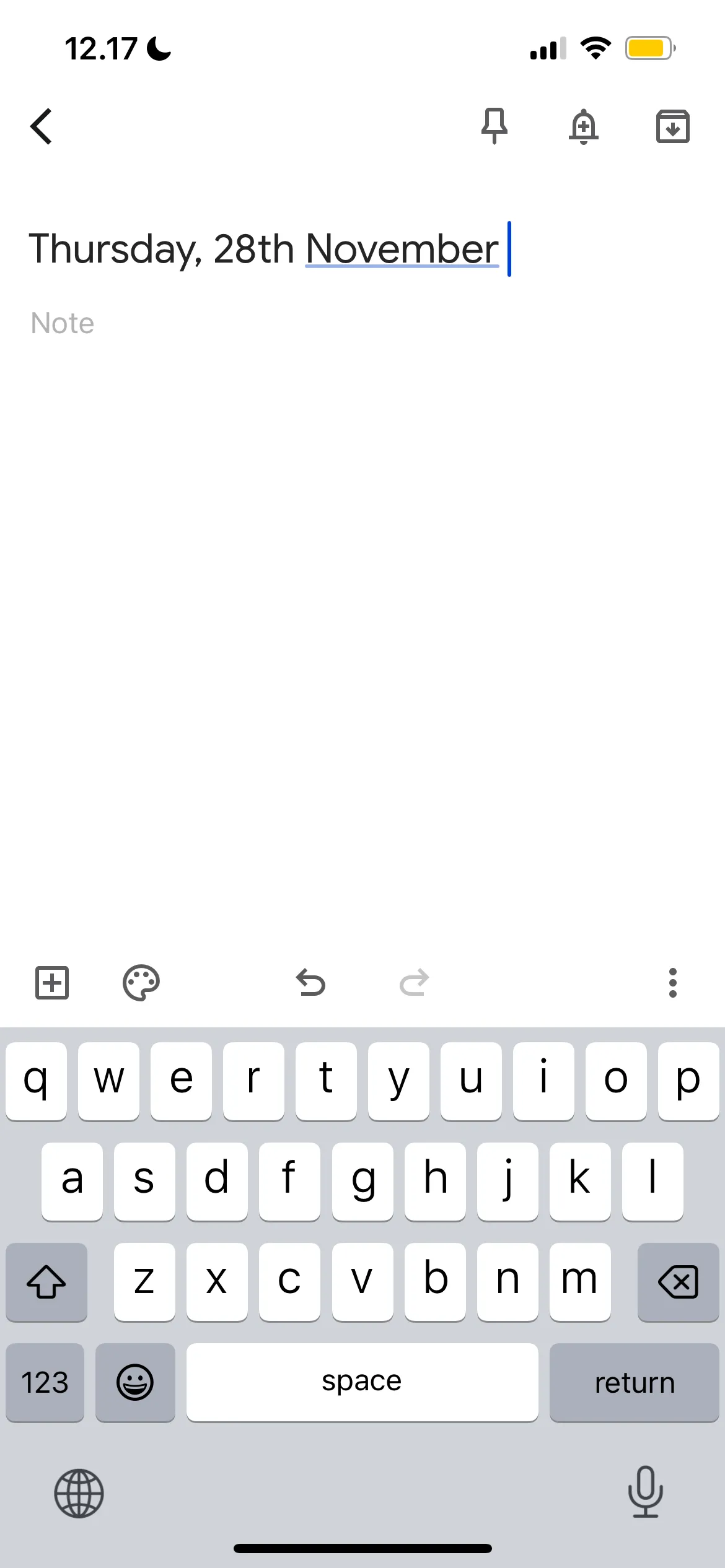 Thêm mục nhật ký mới trong ứng dụng Google Keep
