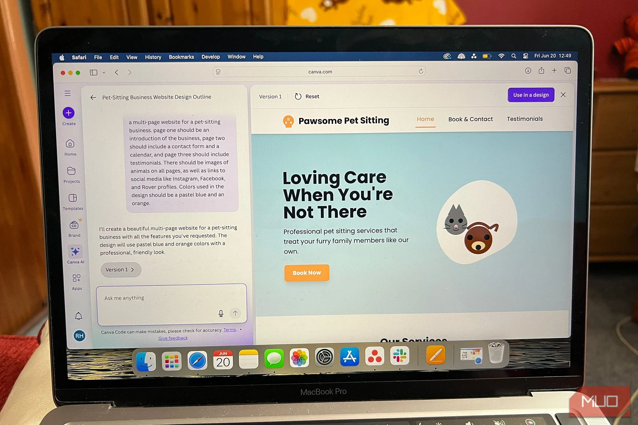 Thiết kế website hoàn chỉnh được tạo tự động bằng Canva Codes dựa trên mô tả văn bản